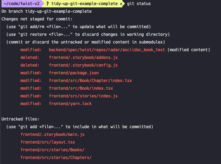 Unstaged storybook files